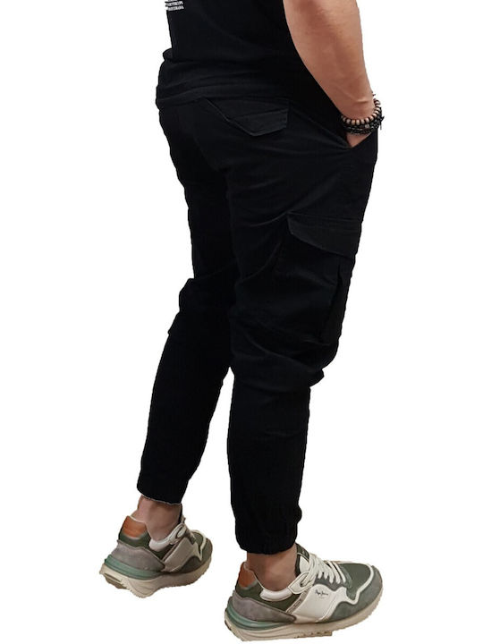 Elastic Cargo Trousers Black