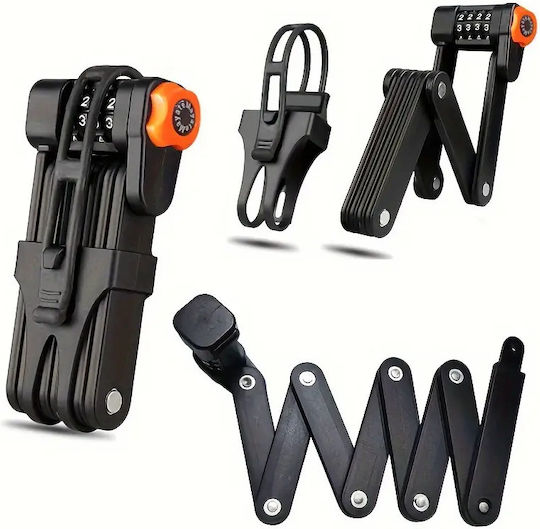 Bicycle Frame-mounted Anti-theft Lock Zola Foldable Combination Lock System Plastic 83 Cm Length Black