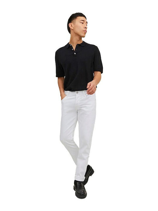 Men's Elastic Jeans Pants with Slim Fit White