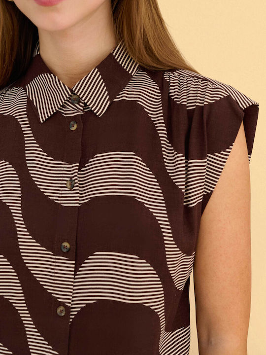 Sleeveless Women's Shirt Brown