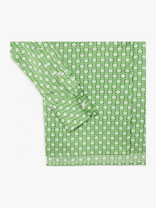 Long Sleeve Women's Satin Shirt Green
