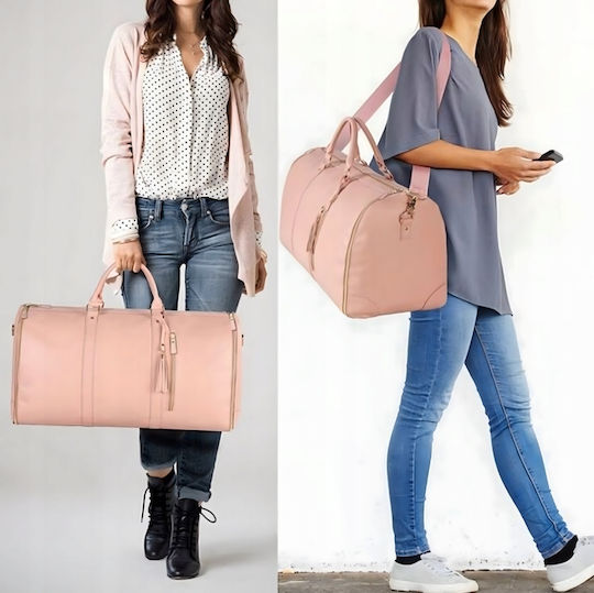 Sac De Voiaj 55l Roz Din Piele Sintetică M53.3xL25.4xÎ31.5cm