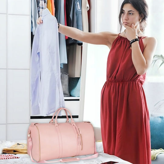 Sac De Voiaj 55l Roz Din Piele Sintetică M53.3xL25.4xÎ31.5cm