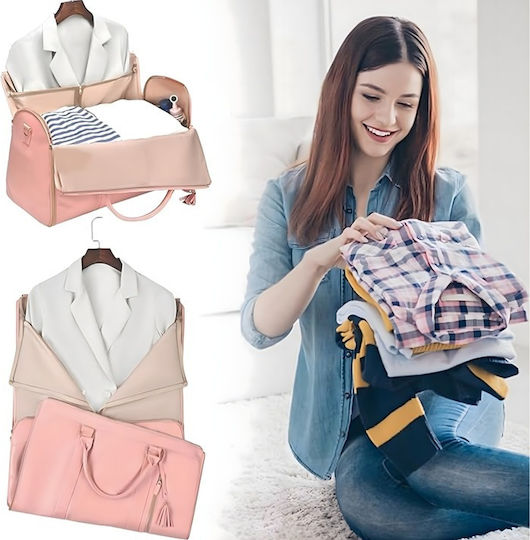 Sac De Voiaj 55l Roz Din Piele Sintetică M53.3xL25.4xÎ31.5cm