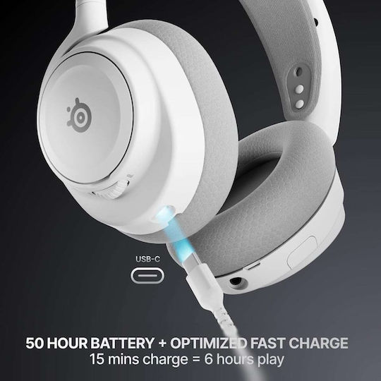 SteelSeries Arctis Nova 7P Wireless Gen 2 Over Ear Gaming Headset με σύνδεση Bluetooth / USB Λευκό for Nintendo Switch / Nintendo Switch 2 / PC / PS4 / PS5