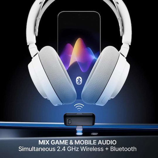 SteelSeries Arctis Nova 7P Wireless Gen 2 Over Ear Gaming Headset με σύνδεση Bluetooth / USB Λευκό for Nintendo Switch / Nintendo Switch 2 / PC / PS4 / PS5