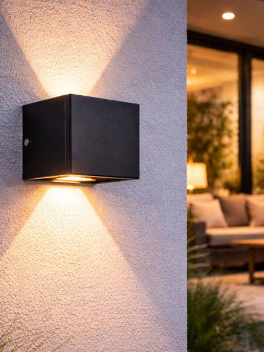 GloboStar Circoa Wall-Mounted Outdoor LED Ceiling Lamp IP44 10W with Warm White Double Beam Light 10x8x10cm