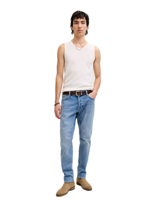 Mike Мъжки Панталон Джинсов Еластичен Regular Tapered Fit Светлосин