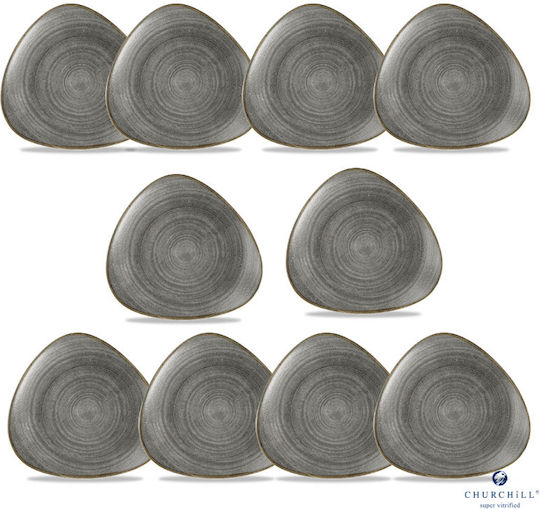 Churchill 1795 Shallow Triangle Serving Plate Porcelain Black 26.5cm 10 Pieces