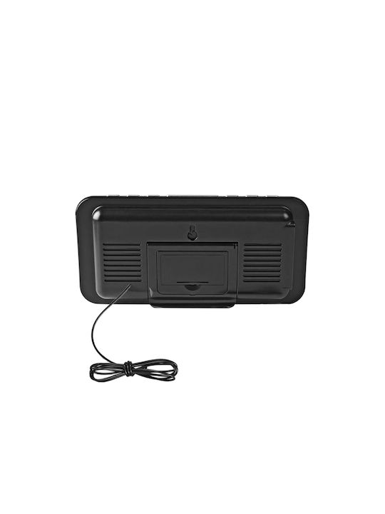 Nedis Am Fm Digital Led Radio Alarm Clock Usb-a Port Time Projection Black