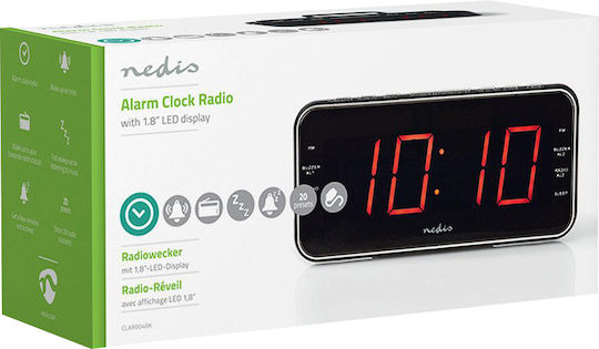 Nedis Digital LED Radio Wecker Mit Usb-a Port Zeitprojektion Schwarze