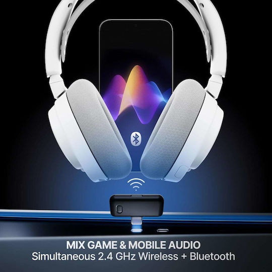 SteelSeries Arctis Nova 7 Wireless Gen 2 Over Ear Gaming Headset με σύνδεση Bluetooth / USB Λευκό
