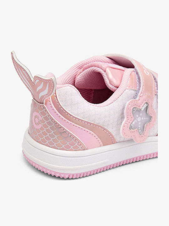 Παιδικά Sneakers με Σκρατς & Φωτάκια Ροζ