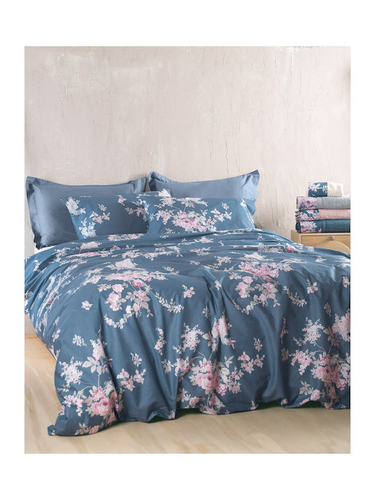 Rythmos Single Quilt Set 160x240cm Nova Springtime Dark Blue 2pcs