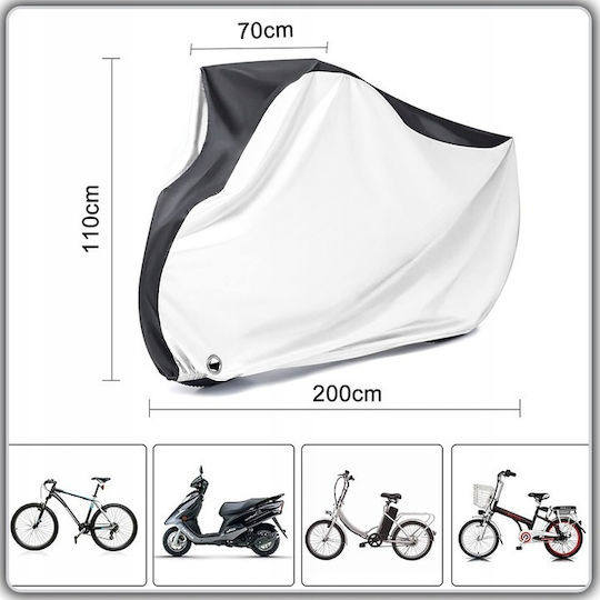 Husă Pentru Biciclete Trotinete Motociclete Zola Impermeabilă Rezistentă La Uv Prafului Bandă Elastică Orificii Sistem Antifurt Husă De Depozitare 200 X 110 Cm Argintiu Negru