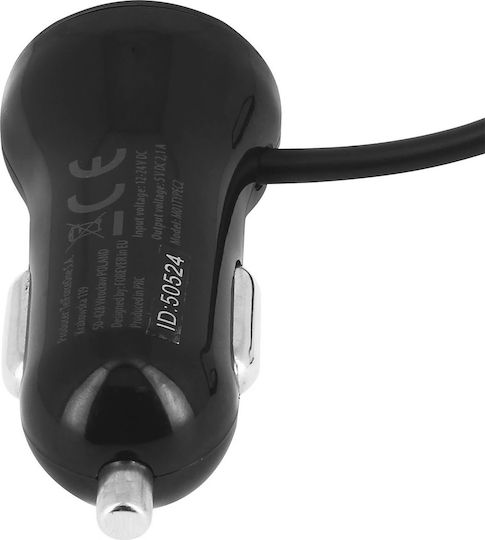 Forever M01 Încărcător Auto 2.1A cu un Port: 1xUSB împreună cu Cablu Type-C Negru Culoare