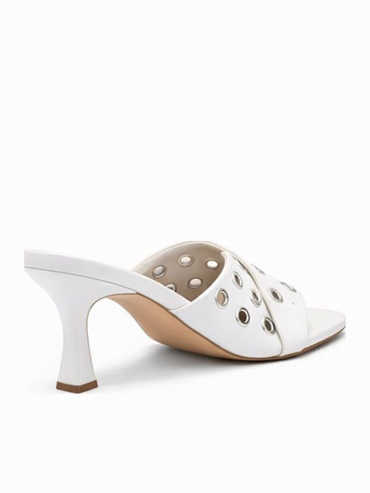 Mules with High Heel in White Colour