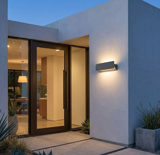 Aca Melfa Wall-Mounted Outdoor Ceiling Light LED IP54 7W with Warm White Light 19x6.5x6.3εκ.