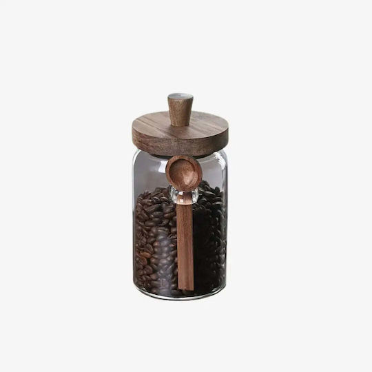 Phos & Gaia Glass Transparent Jar for Coffee Tea Sugar with Airtight Lid 400ml