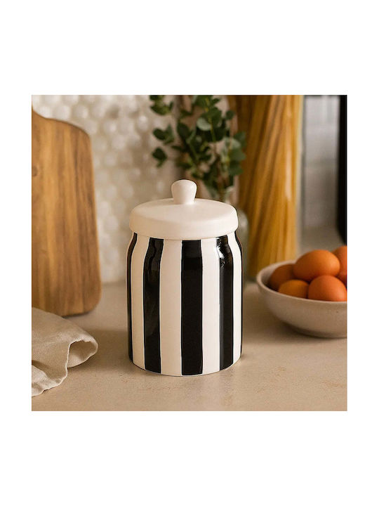 Phos & Gaia Vase for Coffee / Sugar with Lid Ceramic Black