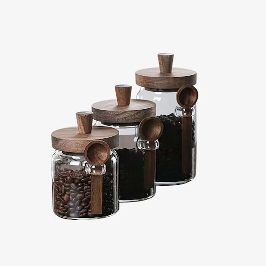 Phos & Gaia Jar for Coffee Tea Sugar with Airtight Lid Glass Transparent 900ml