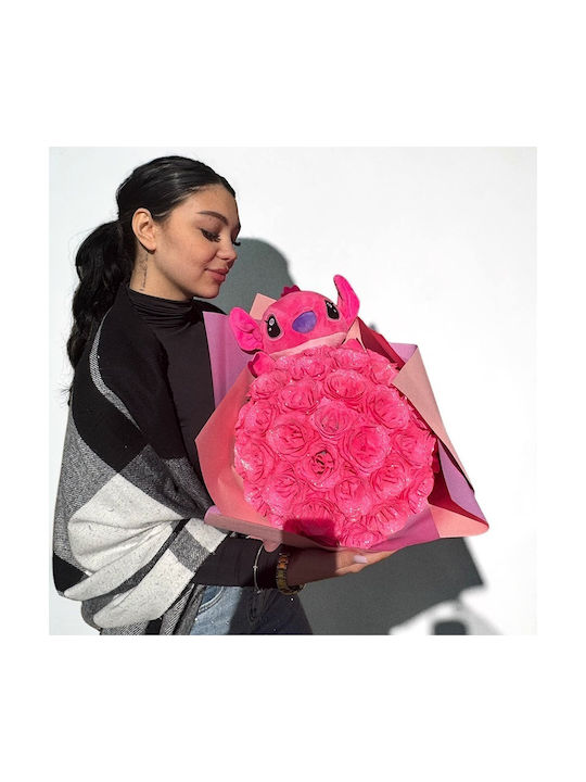 Buchet Premium Stitch 35 Trandafiri Decorativi Cu Efect Sclipici Roz