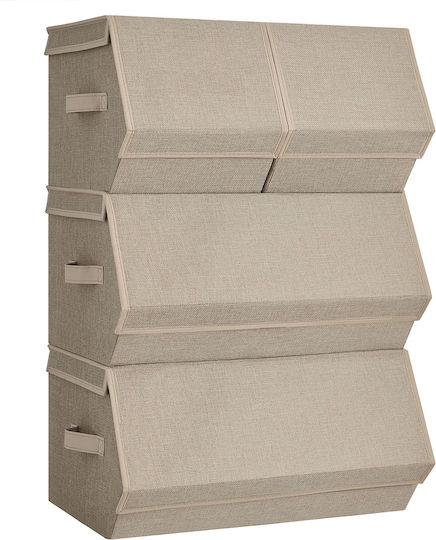 Songmics Stoff Aufbewahrungsbox mit Deckel Beiges 4 Stück Songmics Stoff Aufbewahrungsbox mit Deckel Beiges 4 Stück