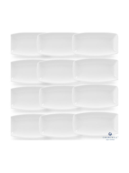 Churchill 1795 Rectangular Porcelain White Serving Platter 34.5x18.5cm 12 Pieces