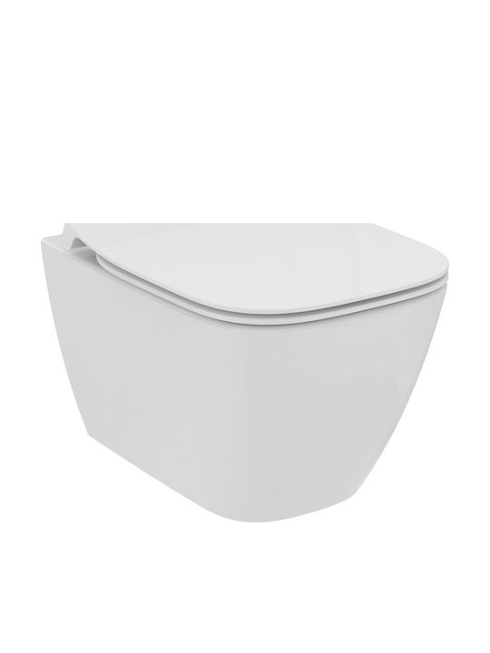 Ideal Standard Монтирана на стена тоалетна Безръбрена с казанче със Slim капак Soft Close Бяла Ideal Standard Монтирана на стена тоалетна Безръбрена с казанче със Slim капак Soft Close Бяла