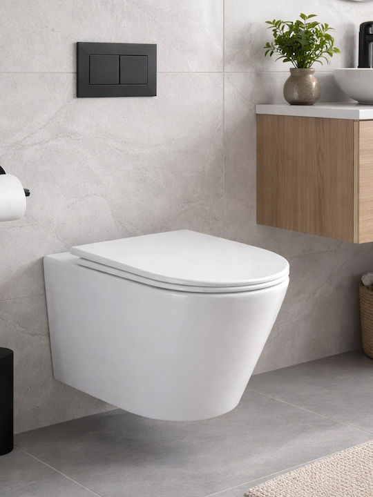 Vinci Wandhängende Toilette mit Schlankem Deckel Sanftes Schließen Weiße