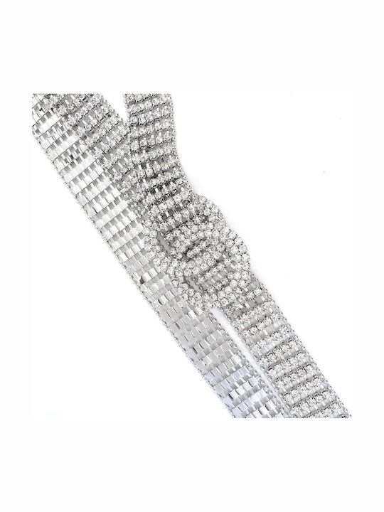 Wide Women's Chain Belt Silver