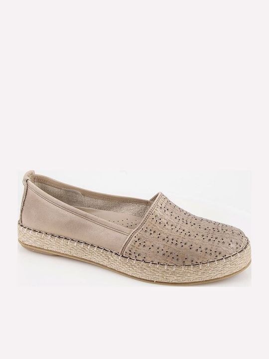 Espadrile Dama Din Piele În Culoare Argintie