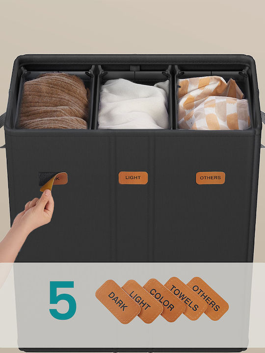 Songmics Laundry Basket Fabric 160l with Lid 64x33x75cm Black