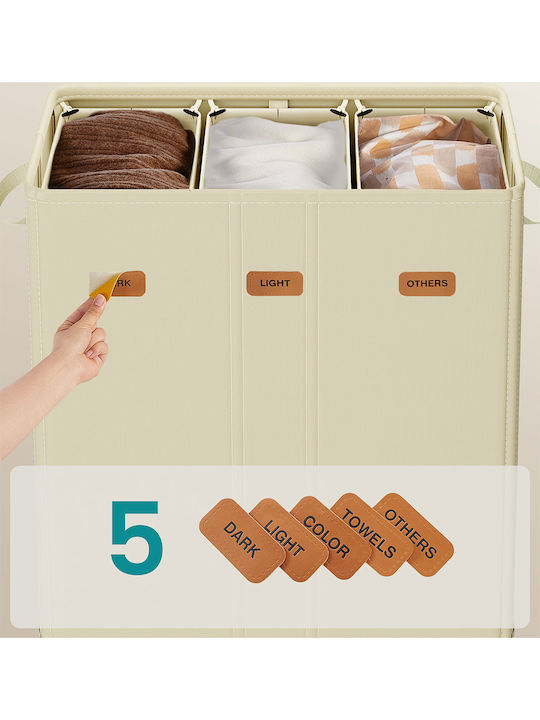 Songmics Laundry Basket Fabric 160L with Lid 64x33x75cm White