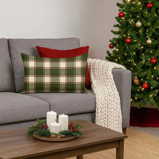 Pillow Case Christmas Wish 50x30 Natural Cotton Checkered Design Pghd0131