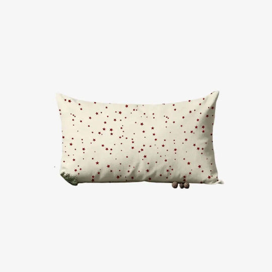 Christmas Pillow Case 50x30 Natural Cotton Stars Pghd0136