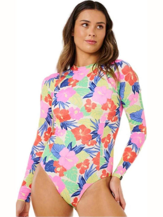 Surf One Piece Swimsuit with Zipper Multicolour