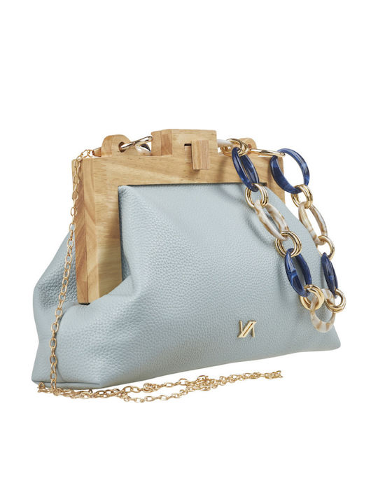 Stoff Damen Schultertasche Hellblaue