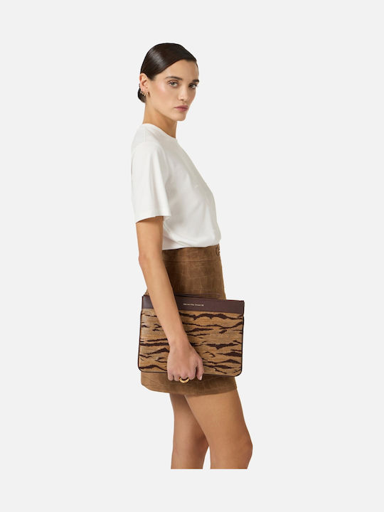 Elisabetta Franchi Fabric Women's Brown Hand Pouch