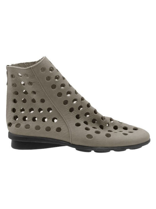 Leder Damen Stiefeletten Beige