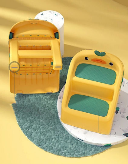 Giggles & Co Duckiestep Scăunel Pliabil Pentru Copii În Formă De Rățușcă Cu Două Trepte Pentru Baie Și Chiuvetă Sunny Duck