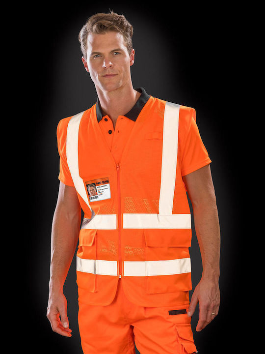 Result Fluorescent Men's Safety Vest with Reflective Tapes Orange