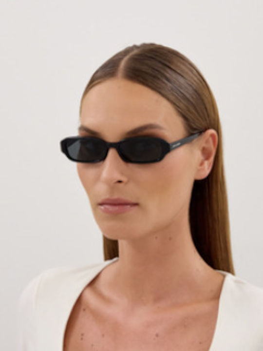 Ysl Unisex Sunglasses with Black Horn-Rimmed Frame and Black Mirror Lens SL 872 ERIN 001