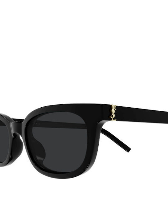 Ysl Woman Sunglasses With Black Horn-Rimmed Frame And Black Lens