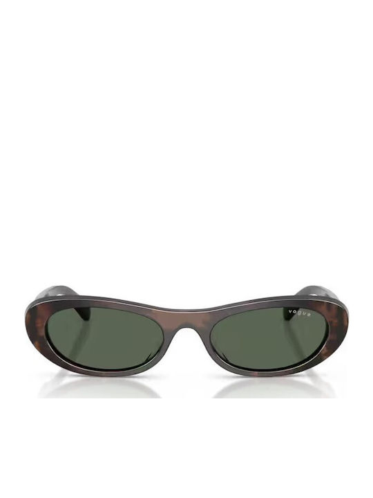 Vogue Unisex Sunglasses with Brown Horn-Rimmed Frame and Green Lens