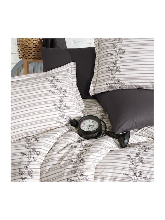 Clasy Home Set Huse Pentru Pilote Duble Cu 2 Fețe De Pernă Și 1 Cearceaf Ecru