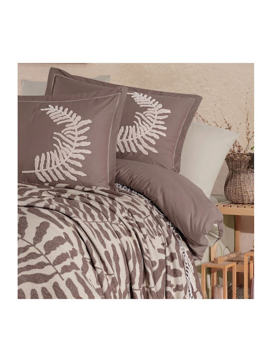 Cottonbox Set Huse Pentru Pilote 100% Bumbac 200x220cm Dublă Cu 2 Fețe De Pernă & 1 Cearceaf Maro
