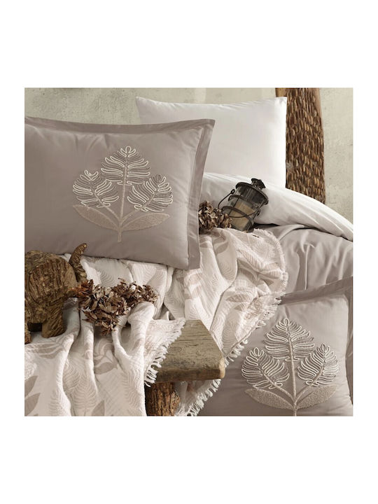 Cottonbox Set Huse Pentru Pilote 100% Bumbac 200x220cm Dublă Cu 4 Fețe De Pernă Și 1 Cearceaf Maro