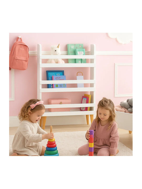 Bibliotecă de Pardoseală din Lemn Albă 95x15x50cm