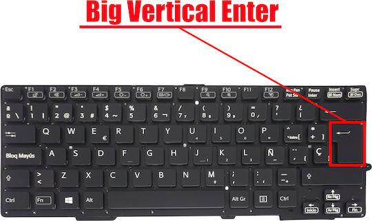 Teclado Español Para Portátil Spanish Laptop Keyboard Sony Vaio Svs13 Sve13 Svs131 Sv-e13 Svs13a 1-490-143-21 149014321usx 1-490-097-11 9z.n6bbf.401 Es Nο Frame Black Κωδ.40409esnofr